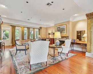 CTH 32” Round Glass Top Metal End Table with Marble Base - we have two total.