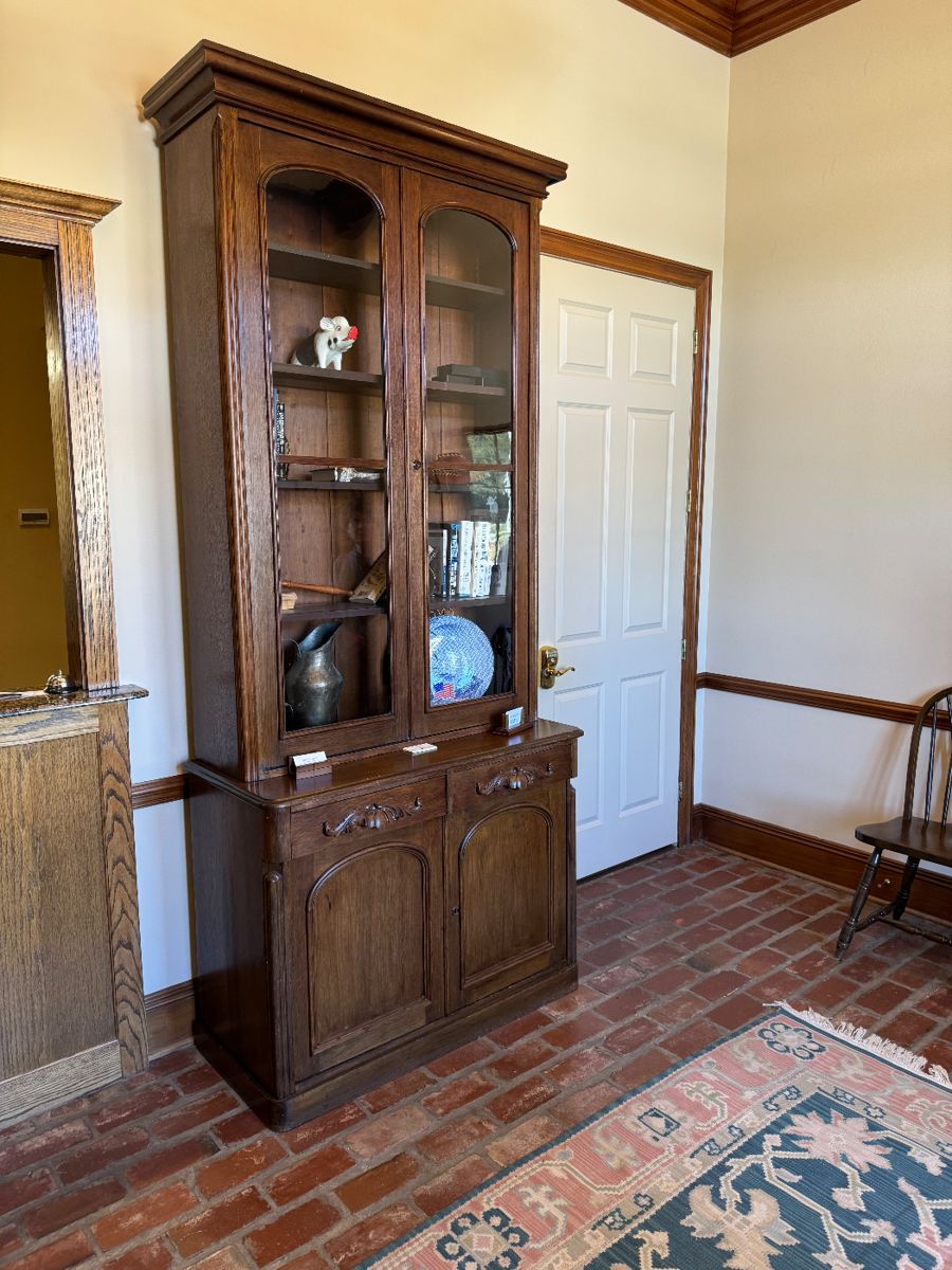 Antique 19th century walnut breakfront bookcase.                 102"h   x 45"w  20"d