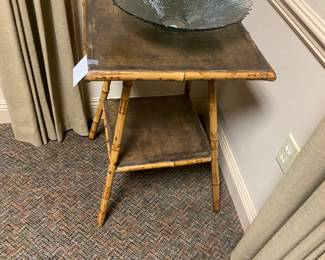 Early 20th Century "Burnt Bamboo"    English side table            29"h   x   19" square                                                       