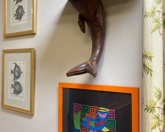 Framed Colombian Mola of a fish 
