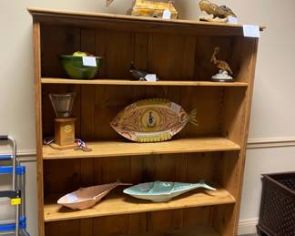 Antique 19th century washed pine bookcase                                          65"h  x  53"w  x  15"d