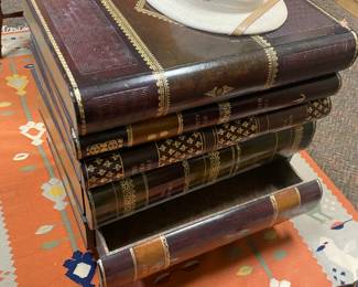 Maitland Smith Book stacked rolling table w/ drawer