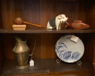 Misc curiosities. Including 
a gavel and sound block .