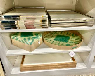 Zodiac linen grass trays and box, new with tags. Lots of Pottery Barn frames.