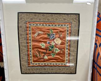 Bamboo framed Chinese panel.