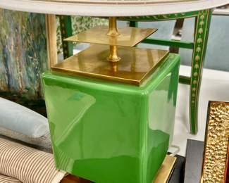 We love these lamps! Bright green & gold.