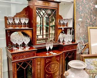 Lovely English Edwardian showcase cabinet.