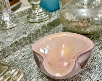 Zodiac abalone trays, new with tags. Murano glassware, Pottery Barn Mercury glass.