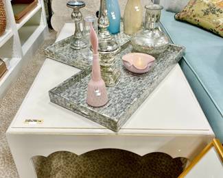 Kathy Slater "St. Charles Coffee Table" white with gold accents. Out of New Orleans.