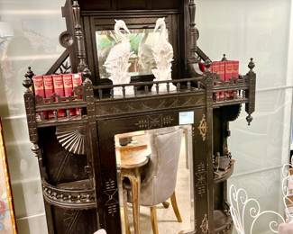 Eastlake antique Etagere with mirror.