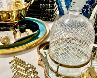 Love this cut cloches with brass stands.