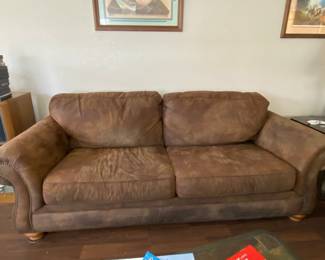 Broy Hill Marbled brown leather couch