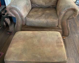 Broy Hill Marbled brown leather Chair and ottoman can be purchased separately  
