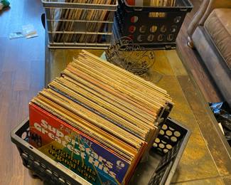 3 crates full of records