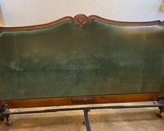 Antique Green Velvet King Headboard (was well used)