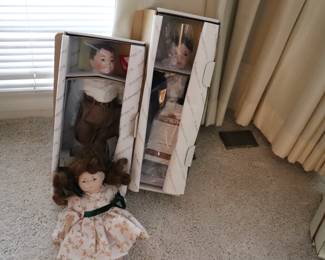 Little Rascals Porcelain Dolls Hamilton Collection 1993, Set Accessories, Display Stand, Doll item length 16 in All Six dolls
