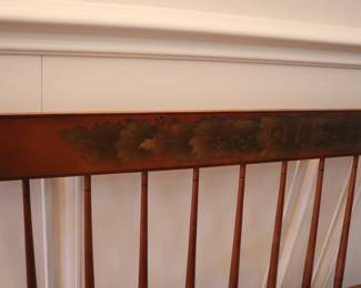 Vintage L. Hitchcock Maple Entry Bench with gold and black stenciling