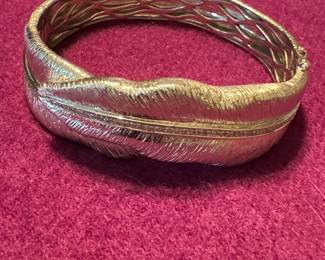 Sterling silver, diamond cuff, feather bracelet