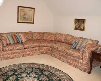 Vintage curved Back Sectional Sofa