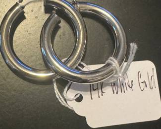 14 karat white gold hoop earrings