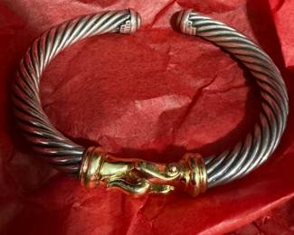 David Yurman, Sterling and 18 karat gold bracelet