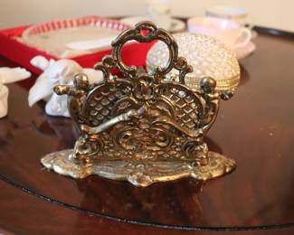 Victorian Brass DOUBLE SIDED LETTER HOLDER with CHERUBS