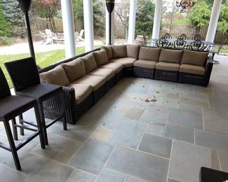 -Summer classics sectional 
- two Frontgate bar stools
-two Frontgate lounge chairs
-two heat lamps