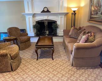 -Two century chairs 
-Drexel heritage coffee table 
48L X 23D X 22 1/2 H
-Century sofa 91WX 40 DX 42 1/2 H 