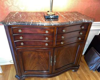 Century Lisle server with marble top
48 1/2 WX 22DX 44H distressed mahogany