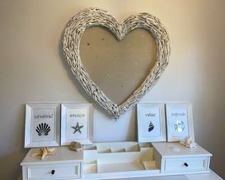 Pottery Barn driftwood heart pin board