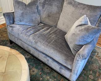 Jules sofa with gray velvet fabric mahogany/nails/black pearl 
Originally $5,250