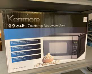 Lot 048-GAR: Kenmore Countertop Microwave

Features: 
•	New-in Box Kenmore microwave
•	Stainless-Steel finish
•	Model #KMCMWP09S2-09
•	900-watt
•	.09 cu. ft. capacity
•	See pictures for details
•	Still in production: Compare new on Amazon at $111

Dimensions: .09 cu. ft. capacity; 13.56 x 19 x 10.75 inches; c. 27lbs.



Condition: New-in-Box
