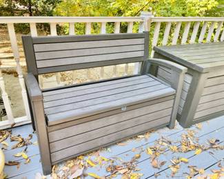 Lot 084-PAT: Keter “Hudson” Storage Bench

Features: 
•	Two-tone color scheme
•	Resin/plastic materials resist UV rays and weathering
•	Box is pad-lockable (no lock included)
•	60-gal. storage capacity
•	Comfortably seats two adults
•	Compare new online at Sam’s Club for $139.98 plus tax!

Dimensions: 46”W x 17.5”D x 18”H (seat from the ground)


Condition: Good used. Seat/lid shows slight warping. Water in storage portion was noted.
