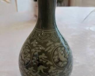 Korean Goryeo Style Inlaid Ceramic Vase And An Ovoid Jar, 20th Century Antique