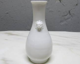 Chinese Blanc De Chine Porcelain Vase, 17th Centur Antique Fine Art White Lion Head