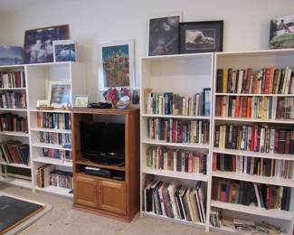 Electic collection of books. New and old. Working TV