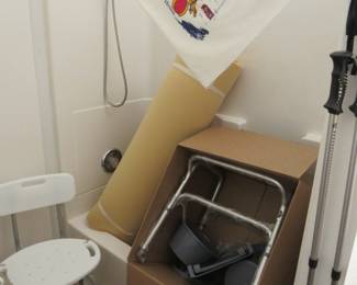 NEW senior health aides: Shower chairs, raised toilet seat, canes, etc.