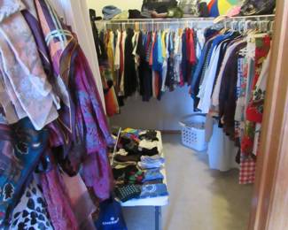 Tablecloths including vintage and Christmas. Nice clean men and women's clothing and accessories. Winter jackets and scarves.