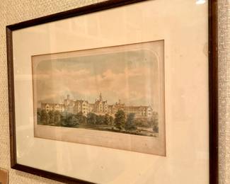 $400.  Antique print of “This View of the County of Warwick Pauper Lunatic Asylum”.  Some condition issues including 3 minor creases.  28” x 21”