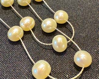 Price avail upon request: Sterling and authentic pearl, double strand necklace. 