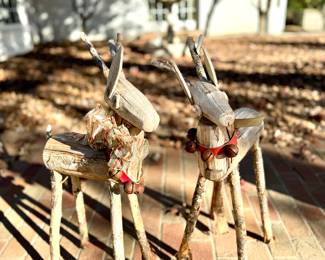 $28/each.  Handmade reindeer.  16” x  8” x 32”