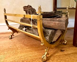 $250 - Brass Clawfoot Firewood Caddy