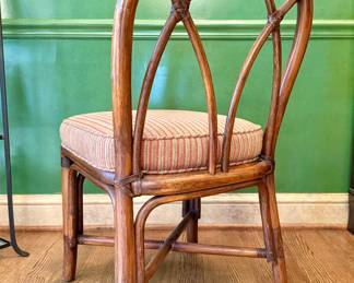 $2200 - Brown & Jordan Rattan Table w/ 6 Chairs 54" Hexagon Table; 4 Chairs 19x18.5x34; 2 arm chairs 21x18.5x34 