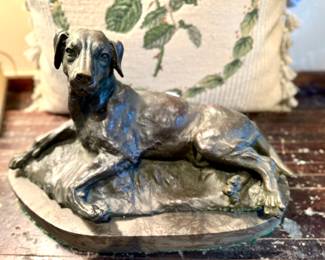 $300, cast bronze lab. Unmarked. 13" L
