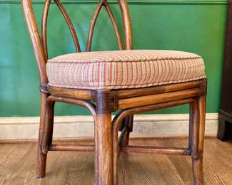 $2200 - Brown & Jordan Rattan Table w/ 6 Chairs 54" Hexagon Table; 4 Chairs 19x18.5x34; 2 arm chairs 21x18.5x34 