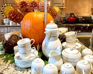 $950.  Vintage Meissen Osier basket weave.  (1) coffee pot, (1) sugar bowl, (1) creamer, (11) cups, (11) saucers.