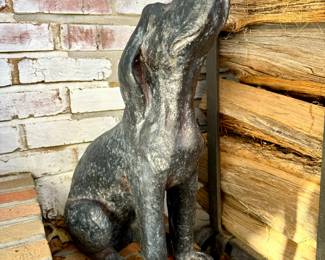 $120.  Wood Rack with wood.  18” x 12” x 39”.              SOLD - Resin Black Lab statue.  13” x 8” x 21”