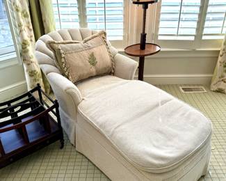 $450 - Custom barrel back Chaise Lounge with down cushion .(As is) 30x60x31