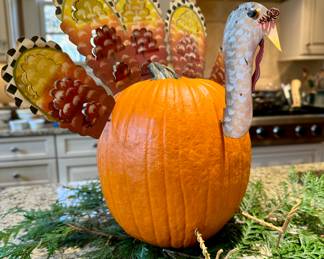 SOLD.  Pumpkin turkey decoration kit.  Real pumpkin included.