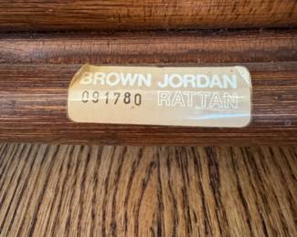 $2200 - Brown & Jordan Rattan Table w/ 6 Chairs 54" Hexagon Table; 4 Chairs 19x18.5x34; 2 arm chairs 21x18.5x34 